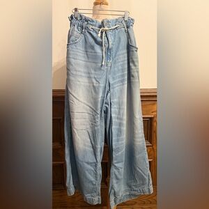 Anthropologie Pilcro High Waist Wide Leg Paper Bag Drawstring Jeans 18 18W Plus